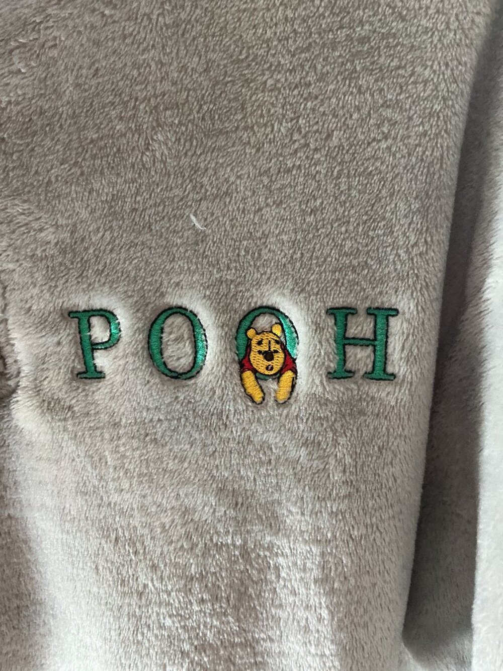 Disney XS Gray Pooh Quarter Zip Plush Fleece Mock Neck Top Pullover Sweatshirt - Picture 2 of 14